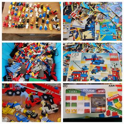 Monster Lot Tote Filled with Vintage Lego Legoland Figures Instructions ETC.