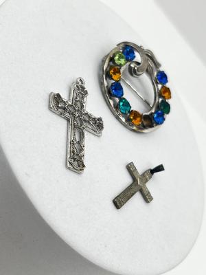 LOT 1: Sterling Pin and Cross Pendants