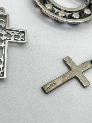 LOT 1: Sterling Pin and Cross Pendants