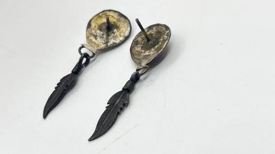 LOT 2: Sterling Collection: Necklace, Native American Pierced Earrings, Peacock Earrings and Pill Holder