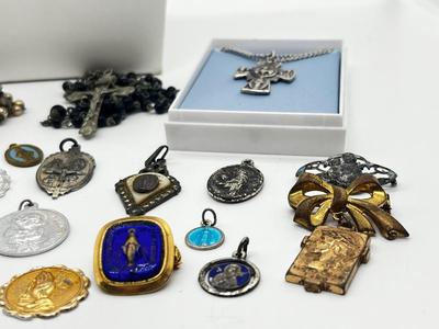 LOT 4: Large Religious Lot: Necklaces, Pins, Pendants and More!