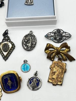 LOT 4: Large Religious Lot: Necklaces, Pins, Pendants and More!