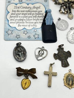 LOT 4: Large Religious Lot: Necklaces, Pins, Pendants and More!