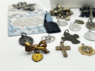 LOT 4: Large Religious Lot: Necklaces, Pins, Pendants and More!