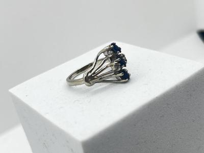 LOT 6: 14K White Gold, Sapphire and Diamond Ring - Size 4.5 - 3.4 GTW