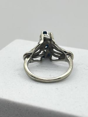LOT 6: 14K White Gold, Sapphire and Diamond Ring - Size 4.5 - 3.4 GTW