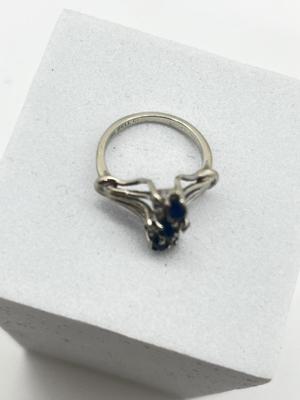 LOT 6: 14K White Gold, Sapphire and Diamond Ring - Size 4.5 - 3.4 GTW