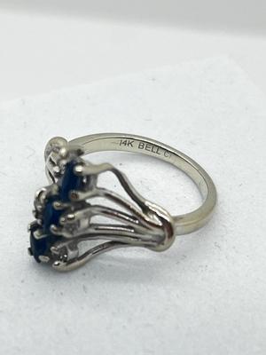 LOT 6: 14K White Gold, Sapphire and Diamond Ring - Size 4.5 - 3.4 GTW