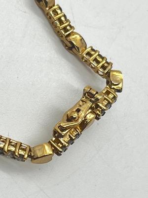LOT 9: 14K Yellow Gold Hearts and Diamond Chips Bracelet - 7"