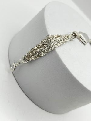 LOT 10: Sterling Silver Multi-strand Heart Bracelet - Marked 925 Italy - 7"