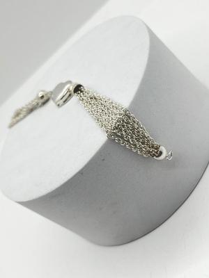 LOT 10: Sterling Silver Multi-strand Heart Bracelet - Marked 925 Italy - 7"