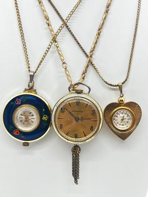 LOT 15: Collection of Vintage Pendant Watches - 23" and 24"