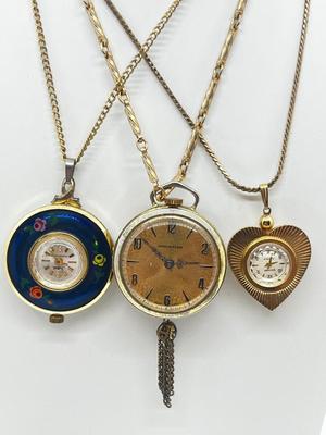 LOT 15: Collection of Vintage Pendant Watches - 23" and 24"