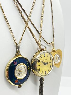 LOT 15: Collection of Vintage Pendant Watches - 23" and 24"