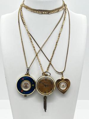 LOT 15: Collection of Vintage Pendant Watches - 23" and 24"