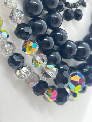 LOT 17: Goldtone and Black Beaded Necklace Collection With Floral Clip on Earrings, Aurora Borealis Beads and More!