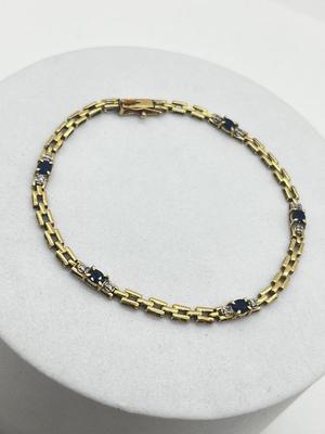 LOT 18: 14K Yellow Gold, Sapphire and Diamond Bracelet - 7" - 5.24 GTW