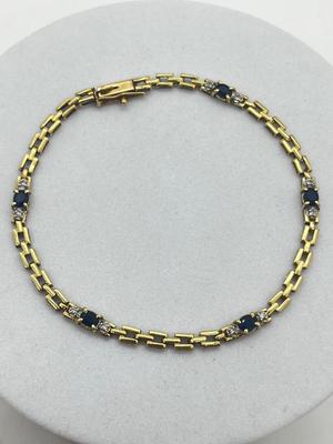 LOT 18: 14K Yellow Gold, Sapphire and Diamond Bracelet - 7" - 5.24 GTW