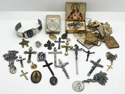 LOT 19: Religious Lot - Rosary, Pendants, Bracelet and More!