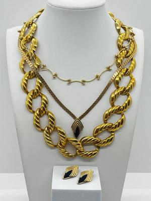 LOT 20: Goldtone Necklaces and Pierced Earrings