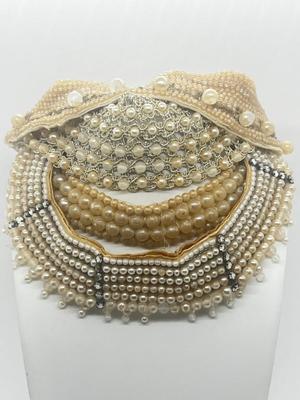 LOT 41: Vintage Pearl Collars and Velvet Box
