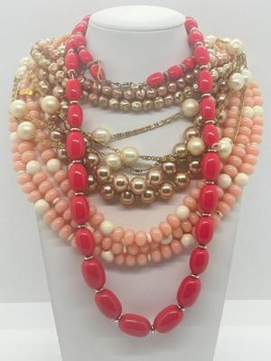 LOT 43: Assorted Pink and Rose Colored Beaded Necklaces