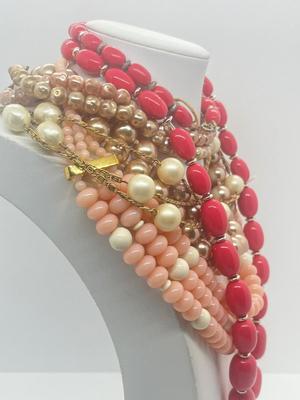 LOT 43: Assorted Pink and Rose Colored Beaded Necklaces