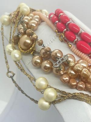 LOT 43: Assorted Pink and Rose Colored Beaded Necklaces