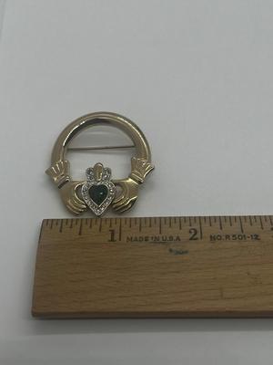 LOT 46: Good Luck Goldtone Claddagh Brooch