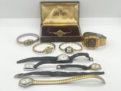 LOT 48: Vintage Watch/Clock Collection: Lady Elgin and More!