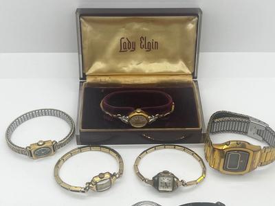 LOT 48: Vintage Watch/Clock Collection: Lady Elgin and More!