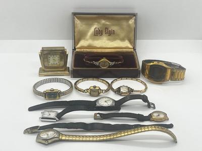 LOT 48: Vintage Watch/Clock Collection: Lady Elgin and More!