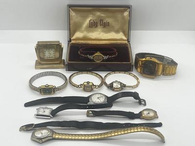 LOT 48: Vintage Watch/Clock Collection: Lady Elgin and More!