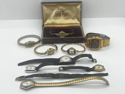 LOT 48: Vintage Watch/Clock Collection: Lady Elgin and More!