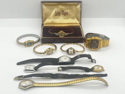 LOT 48: Vintage Watch/Clock Collection: Lady Elgin and More!