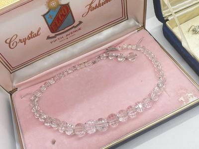 LOT 52: Two Vintage Necklaces - 13" Kramer Rhinestone and 17" Elco Rock Crystal