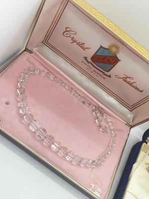 LOT 52: Two Vintage Necklaces - 13" Kramer Rhinestone and 17" Elco Rock Crystal