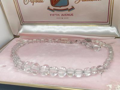 LOT 52: Two Vintage Necklaces - 13" Kramer Rhinestone and 17" Elco Rock Crystal