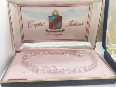 LOT 52: Two Vintage Necklaces - 13" Kramer Rhinestone and 17" Elco Rock Crystal