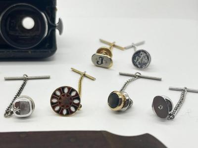 LOT 53: Tie Pins, Mini Binoculars and Pocket Knife