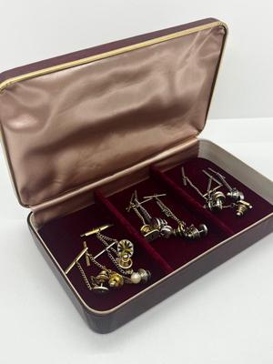 LOT 53: Tie Pins, Mini Binoculars and Pocket Knife
