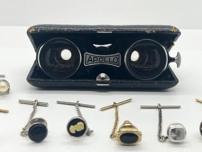 LOT 53: Tie Pins, Mini Binoculars and Pocket Knife