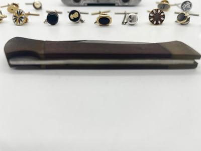 LOT 53: Tie Pins, Mini Binoculars and Pocket Knife