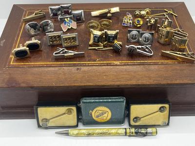LOT 55: Collection of Cufflinks, Tie Pins and More!