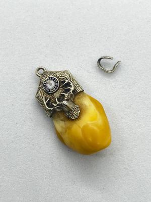 LOT 57: Antique Deer Tooth Pendant - Marked 10K On Loop