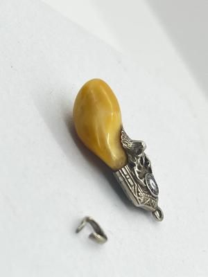 LOT 57: Antique Deer Tooth Pendant - Marked 10K On Loop