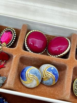 LOT 81: Jewelry Box With Clip On Earring Collection, Watches and More!