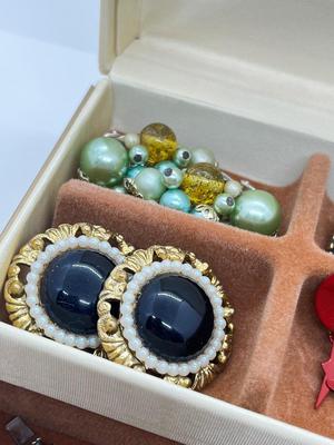 LOT 81: Jewelry Box With Clip On Earring Collection, Watches and More!