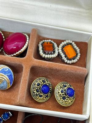 LOT 81: Jewelry Box With Clip On Earring Collection, Watches and More!