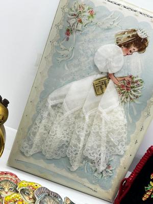LOT 82: Eclectic Mix of Unique Items and Pretty Floral Box: Mini Vintage Alarm Clock, Holiday Pins and More!